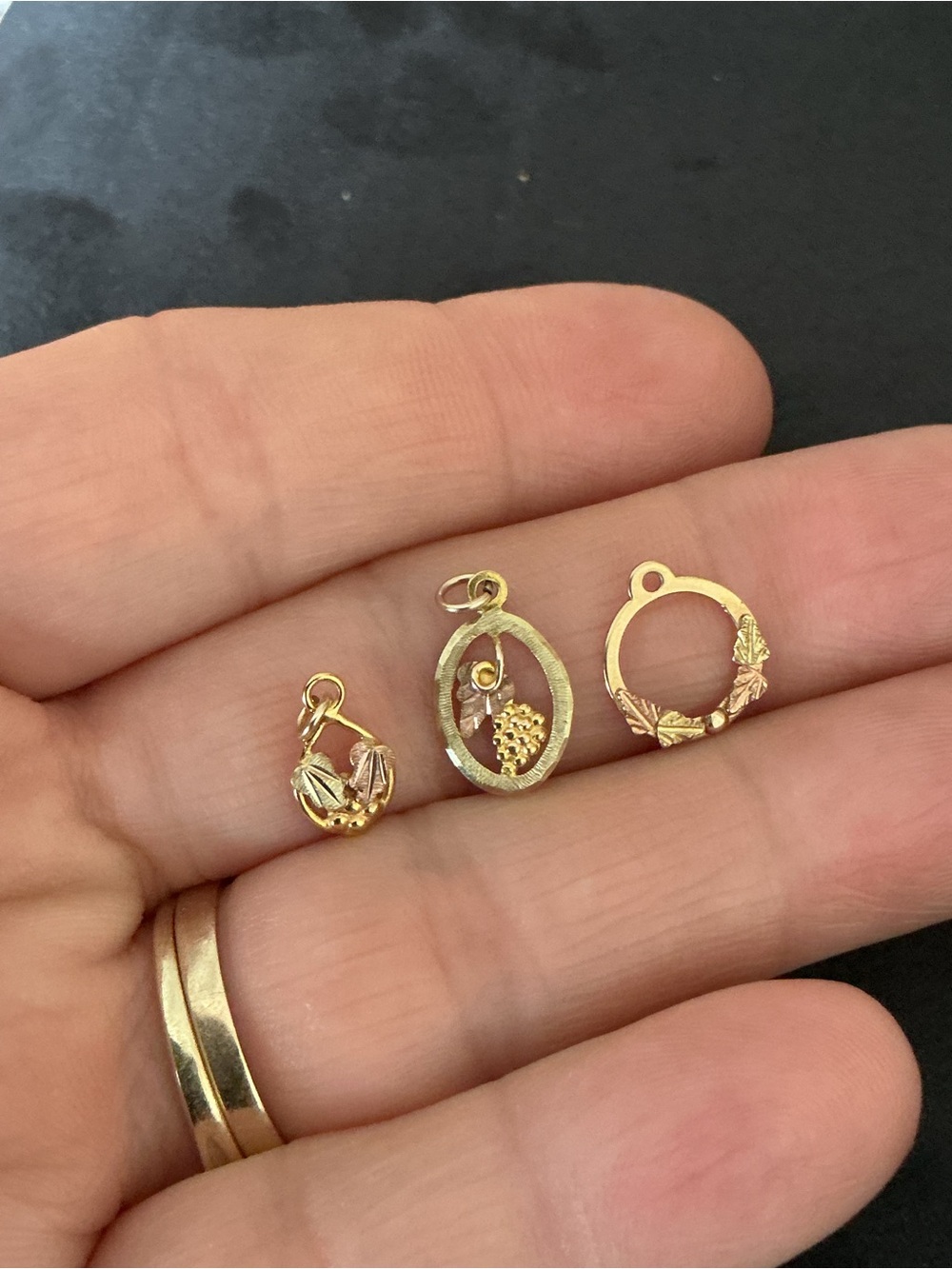 Three 10K BLACK HILLS GOLD Charms